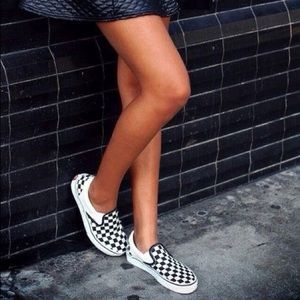 Black and Off-White CHECKERBOARD SLIP-ON Vans